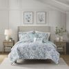 5 Piece Seersucker Duvet Cover Set with Throw Pillows